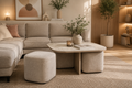 Table Basse Marbella Céramique avec poufs 80cm