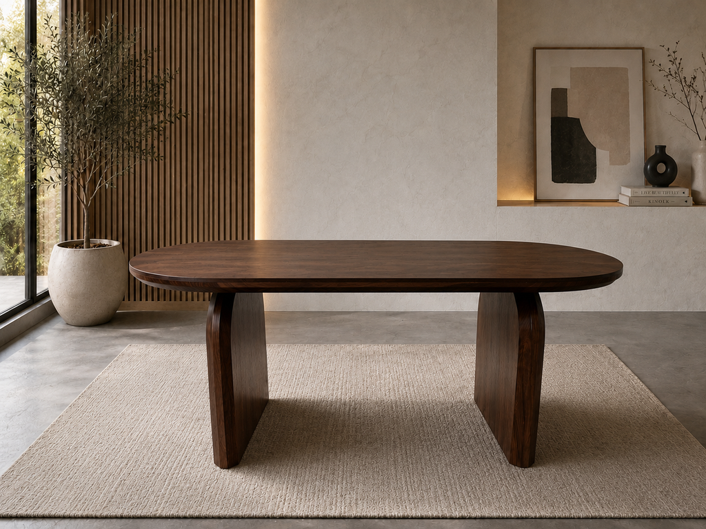 Table à manger SOPHIA céramique bois noyer