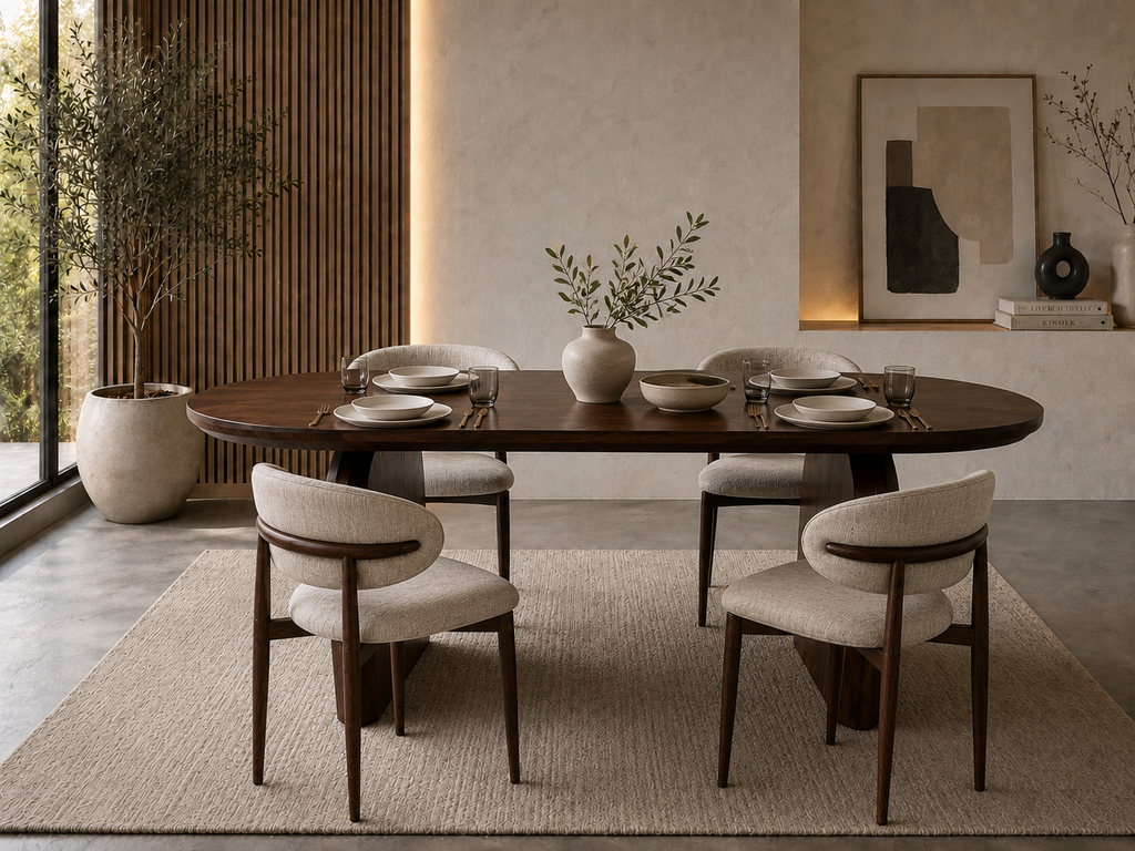 Table à manger SOPHIA céramique bois noyer