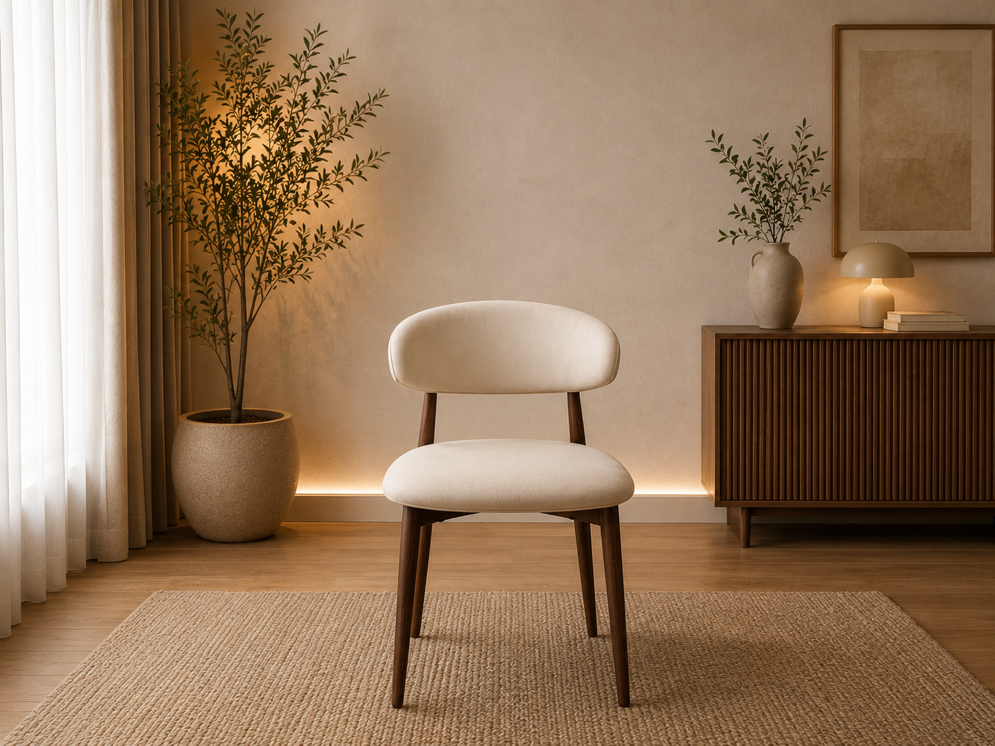 Chaise bohème Noyer velours bois noyer