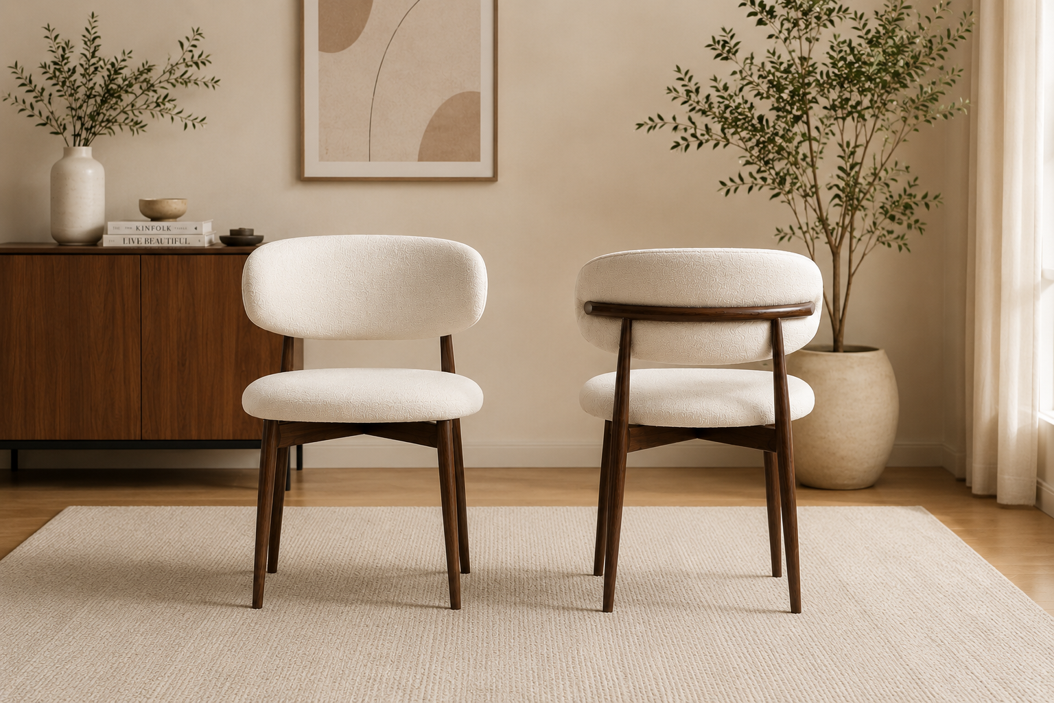 Chaise bohème Noyer velours bois noyer