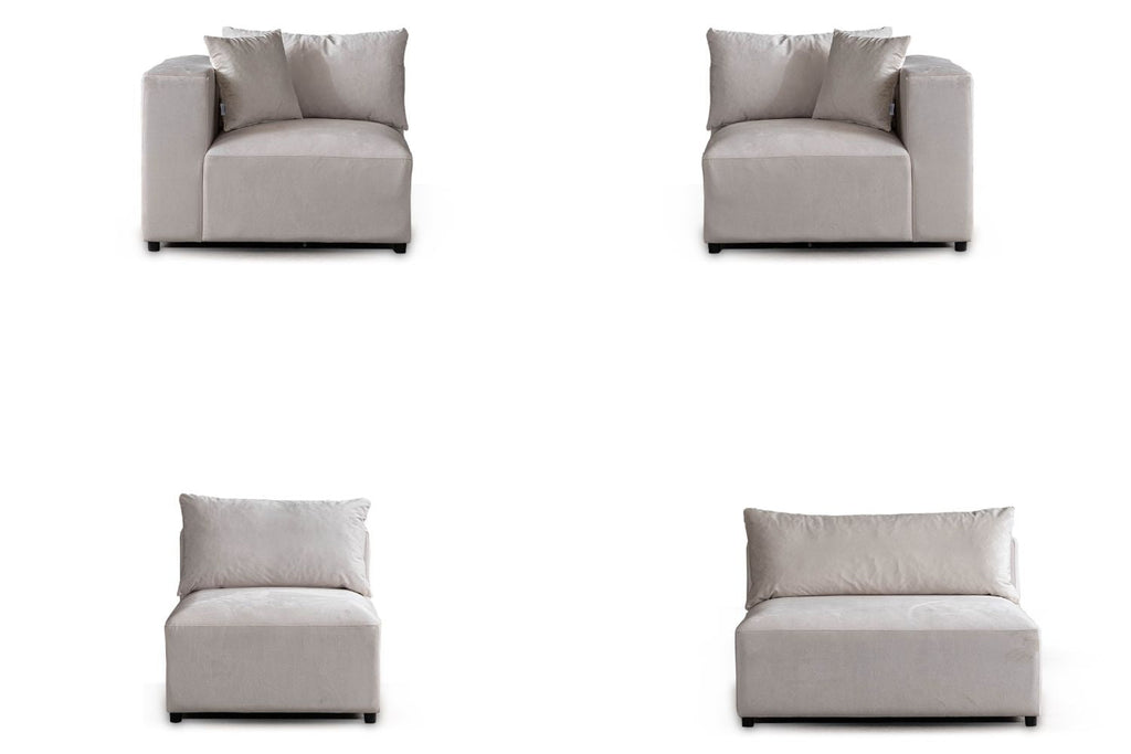 Canapé Azra Modulable Velours Blanc cassé