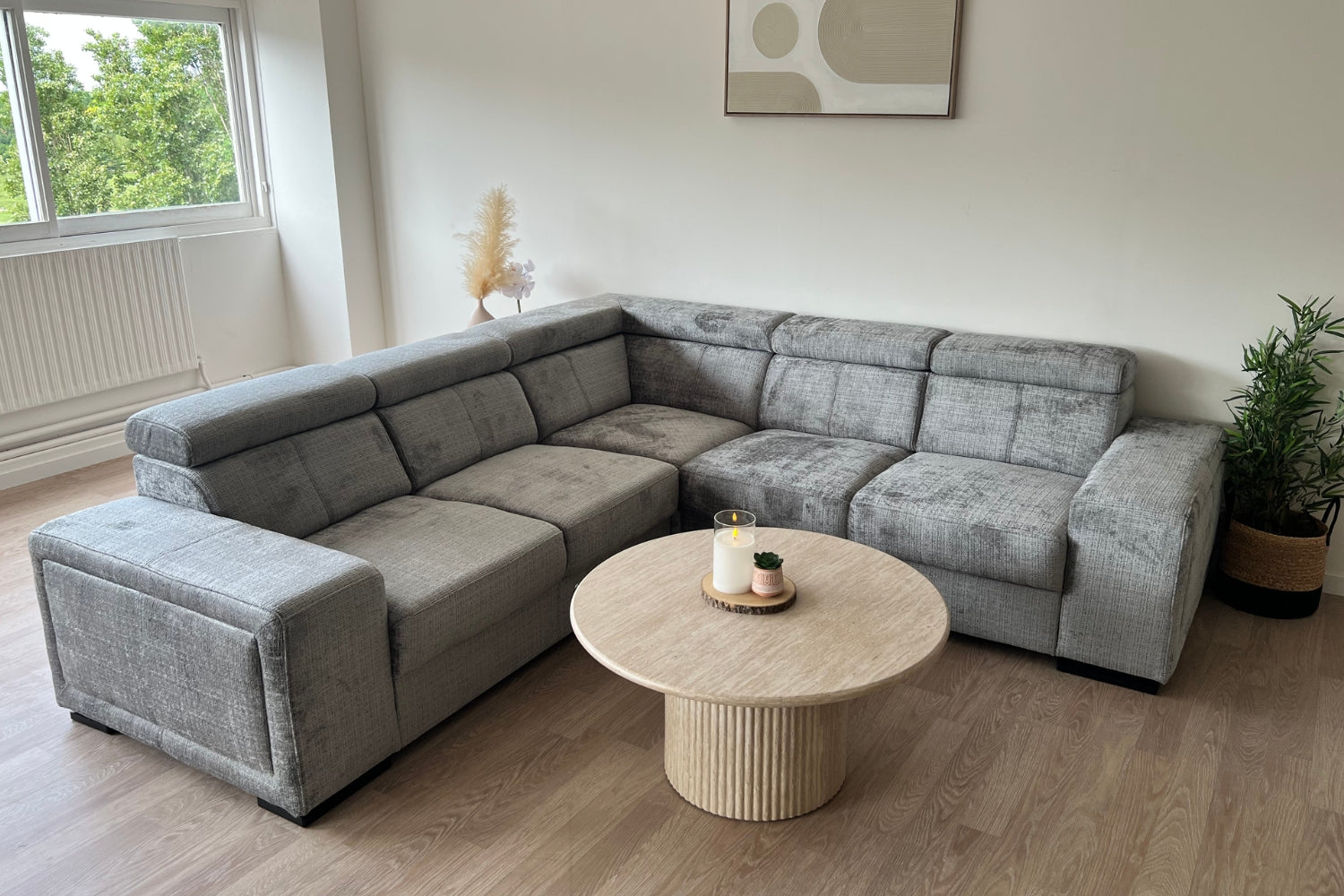 Canapé Karola Convertible Tissu Marbella Gris Anthracite