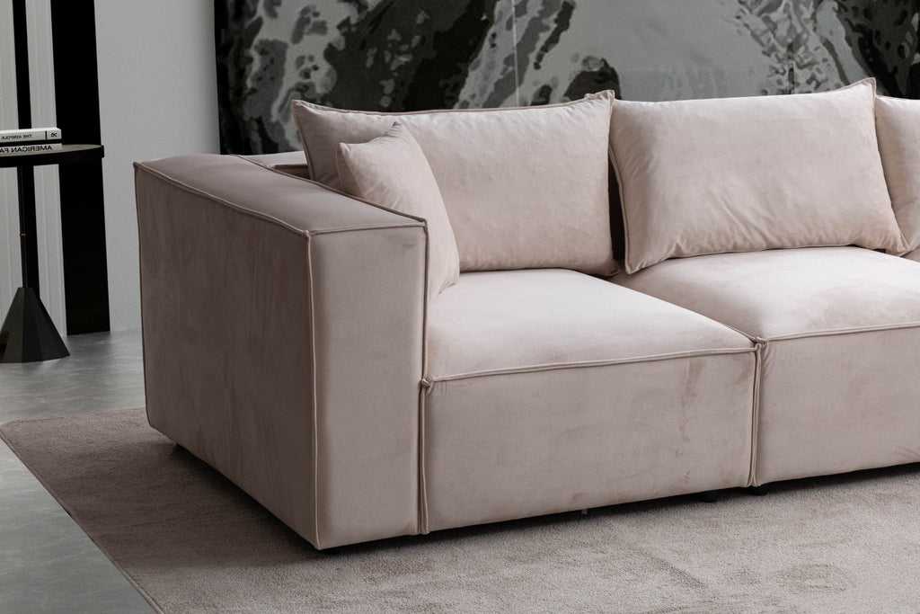 Canapé Elégance Velours Modulable 3+1 Pouf