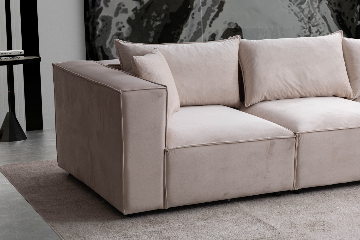 Canapé Elégance Velours Modulable 3+1 Pouf