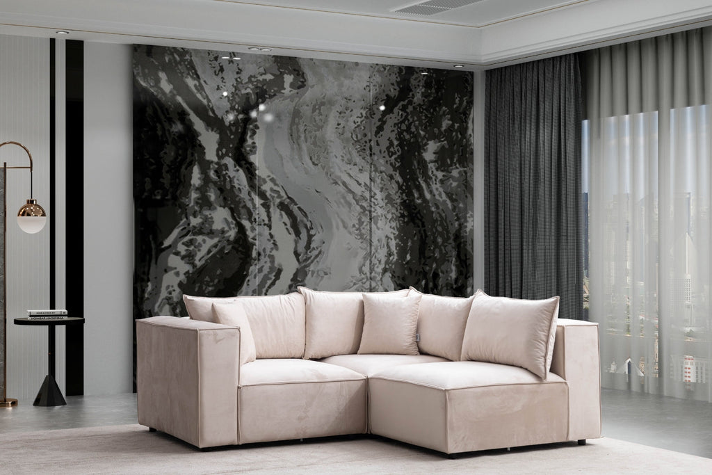 Canapé Elégance Velours Modulable 3+1 Pouf
