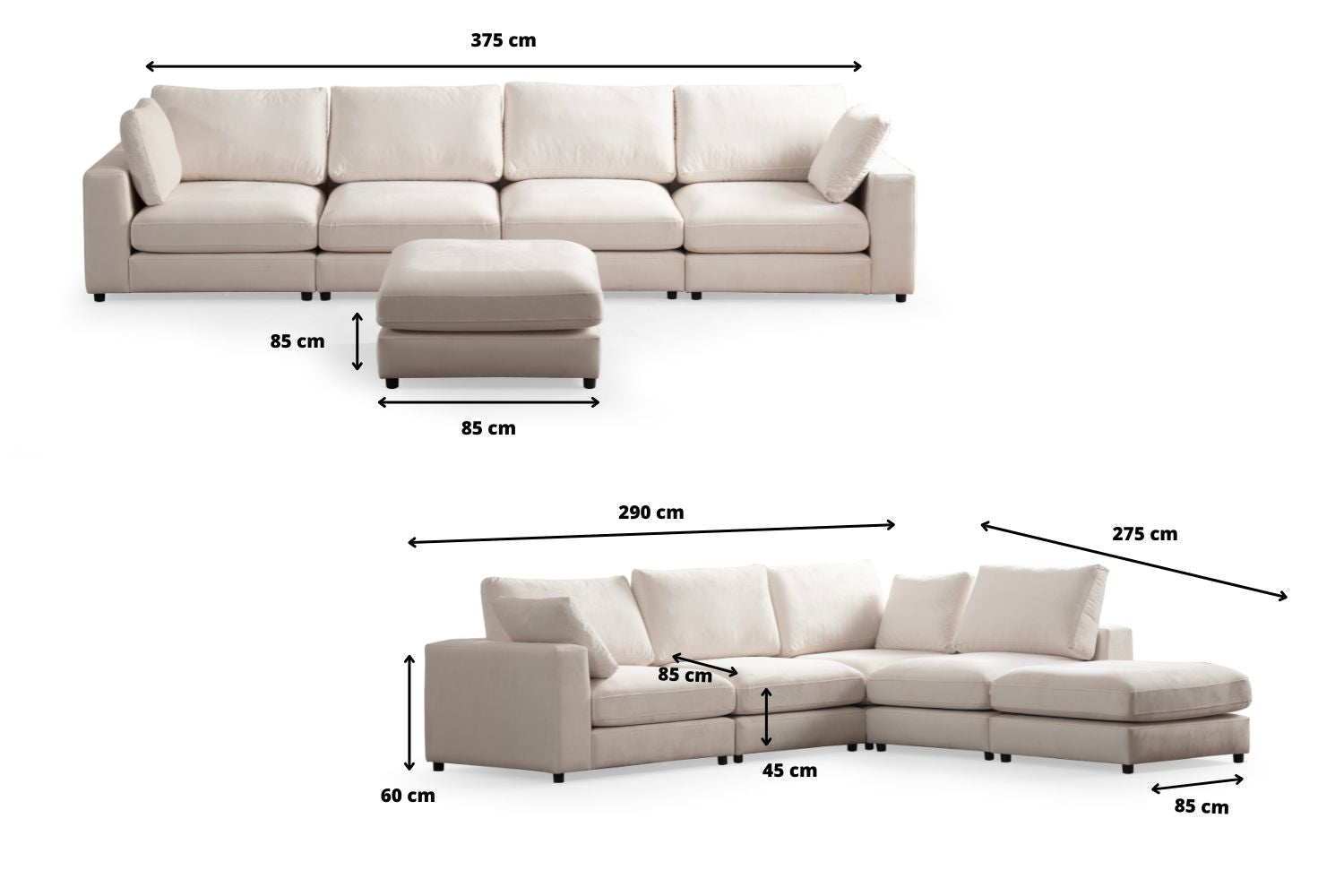 Canapé Julia Modulable Chenille  4+1 Pouf