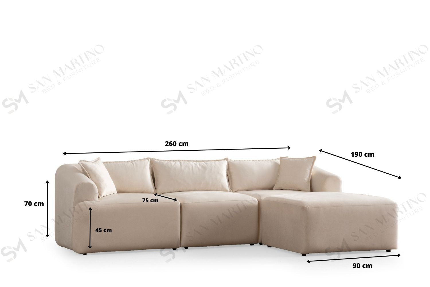 Canapé Mila Modulable Tissu Marbella Crème