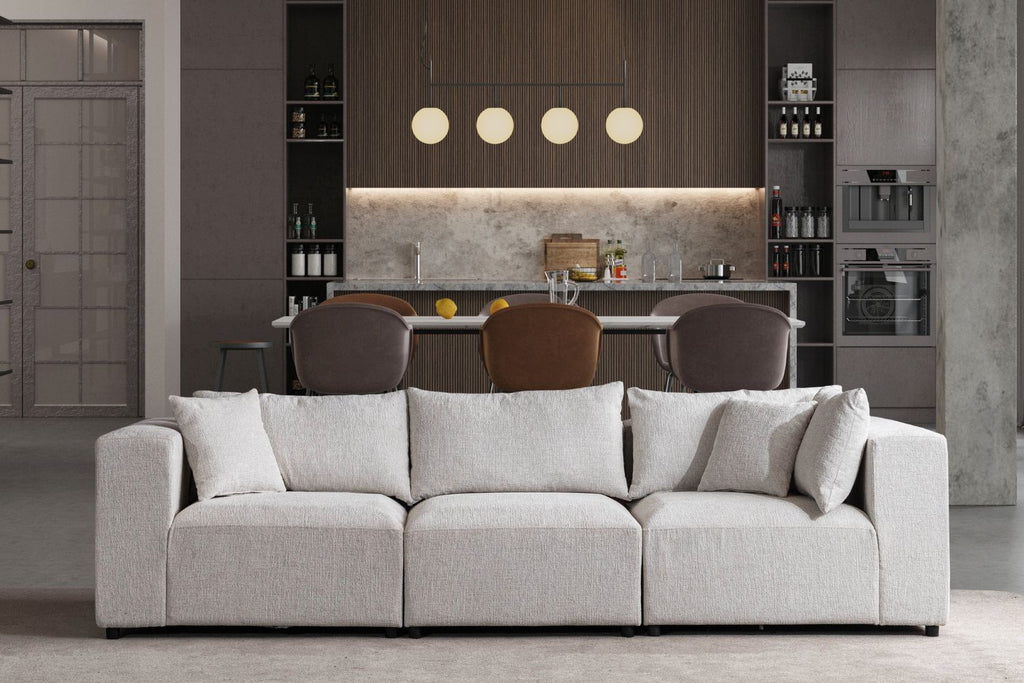 Canapé Azra Modulable Chenille Blanc cassé