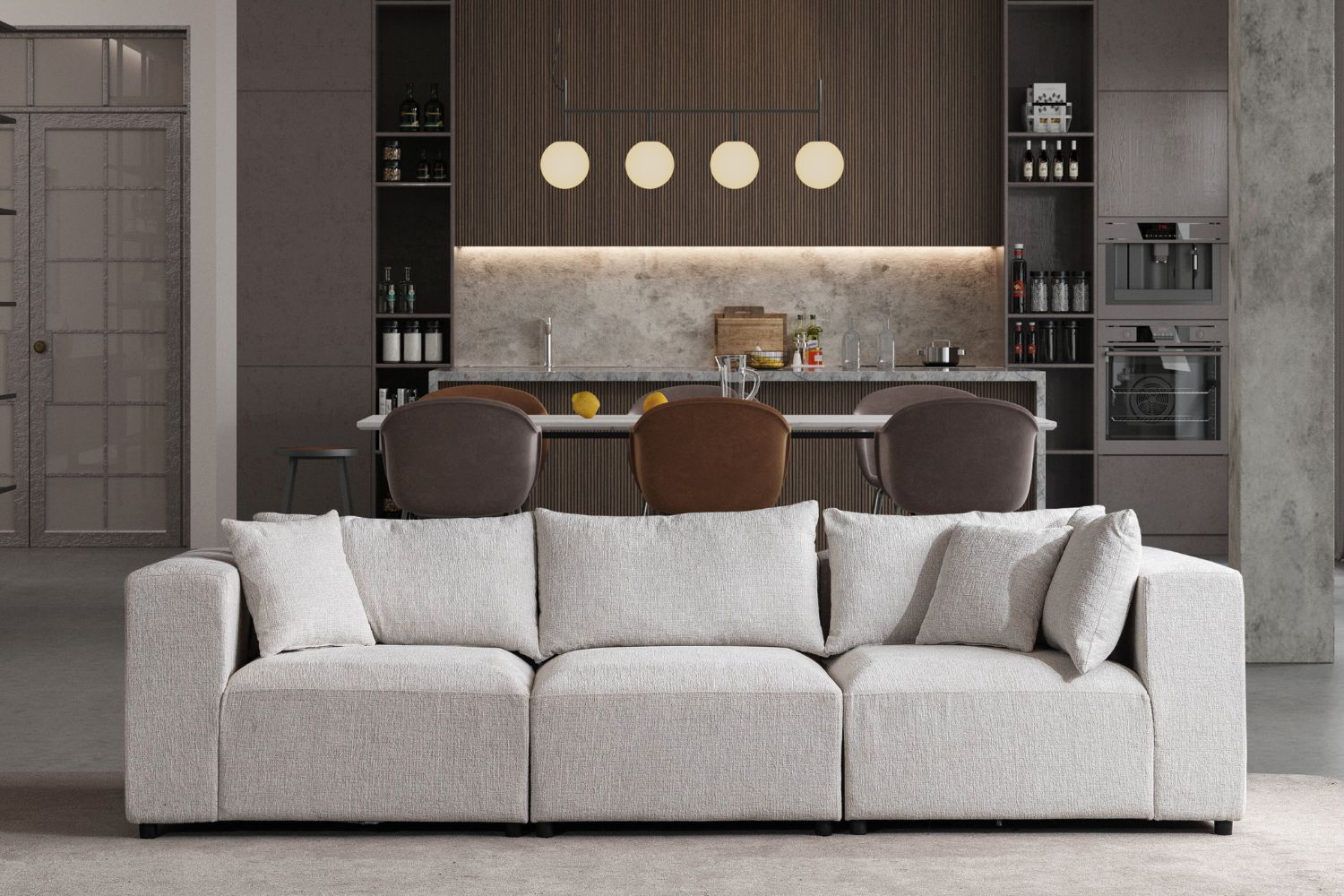 Canapé Azra Modulable Chenille Blanc cassé