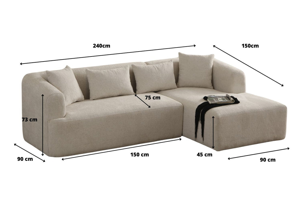 Canapé d'Angle Ela Velours Beige